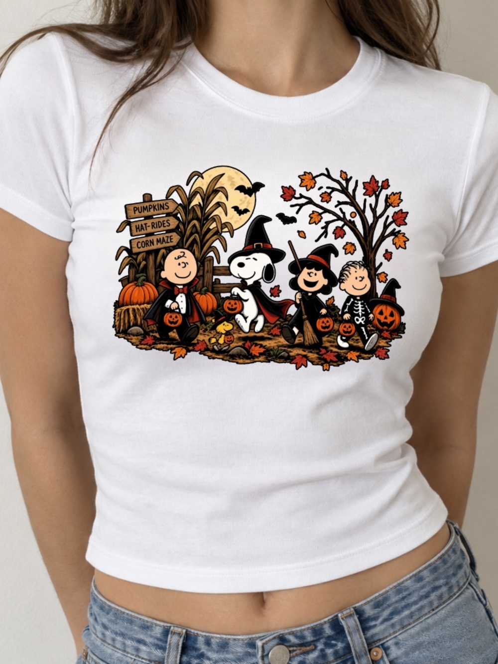 Peanuts Halloween Snoopy Charlie Brown Lucy Linus Trick-Or-Treat BabyTee